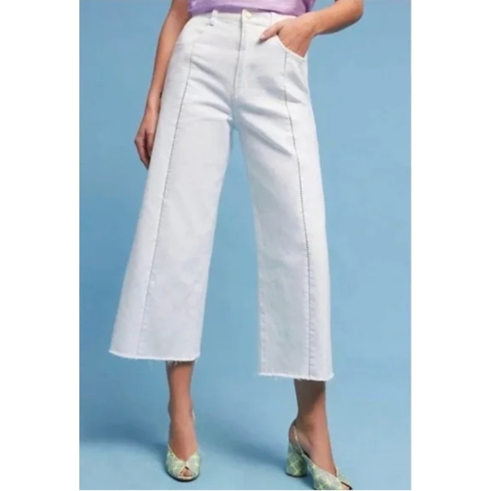 PILCRO Cream Wide Leg Cropped Jeans Size 29‎ High Rise